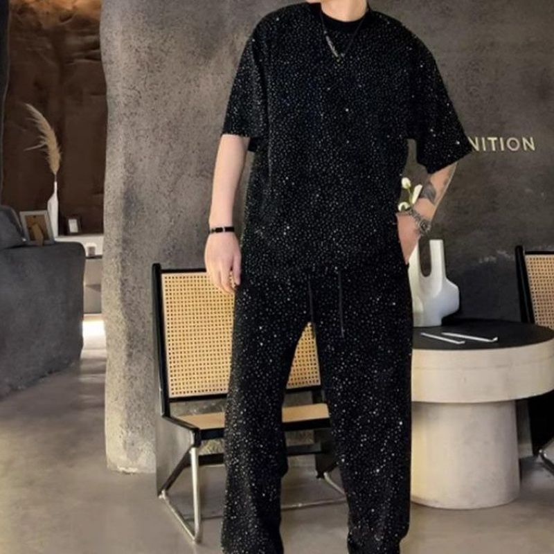 ⏳Spécial à durée limitée⏰Ensemble 2 pièces pour homme : haut à manches courtes et pantalon à jambes larges