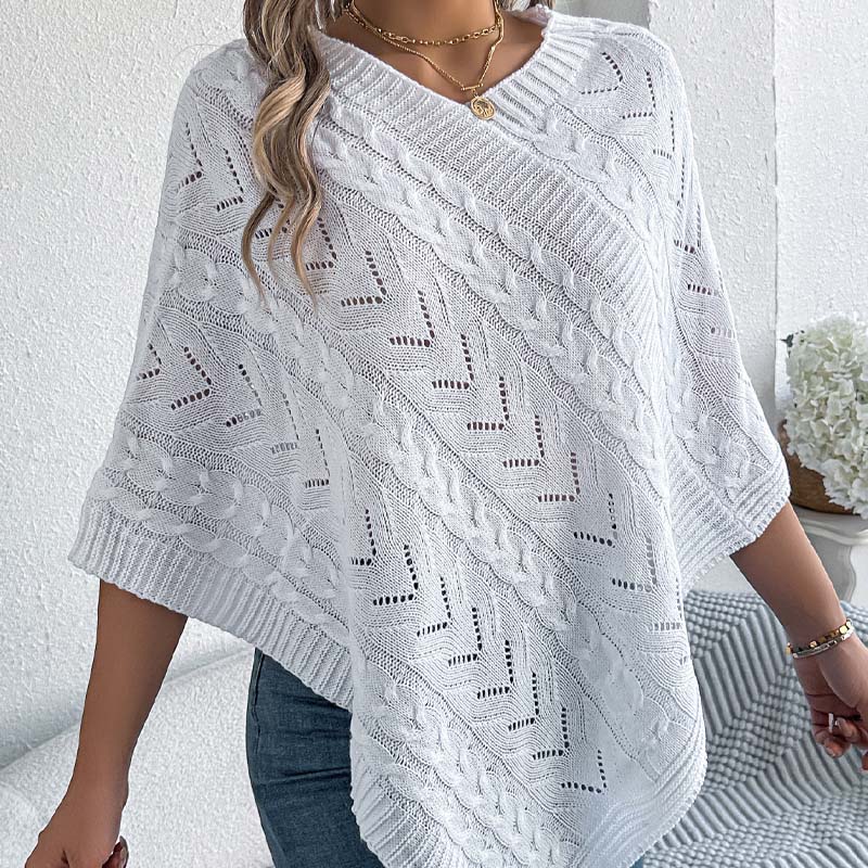 Pull-over ample en maille unie à encolure en V pour femmes