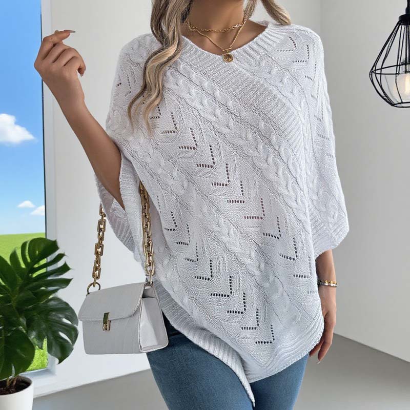 Pull-over ample en maille unie à encolure en V pour femmes