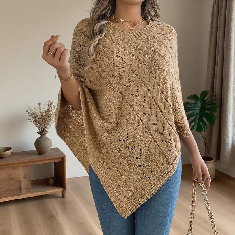 Pull-over ample en maille unie à encolure en V pour femmes