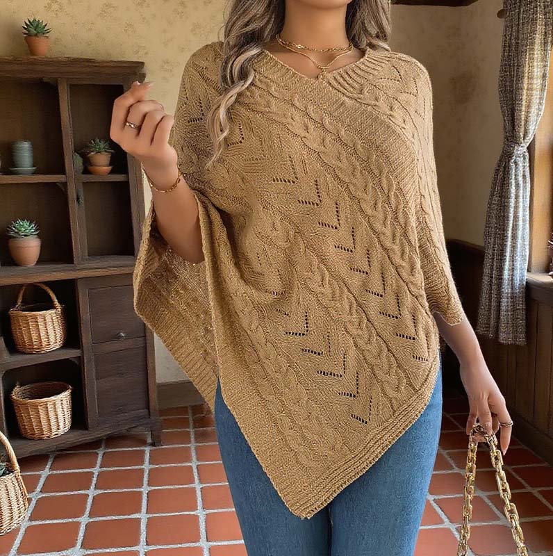 Pull-over ample en maille unie à encolure en V pour femmes