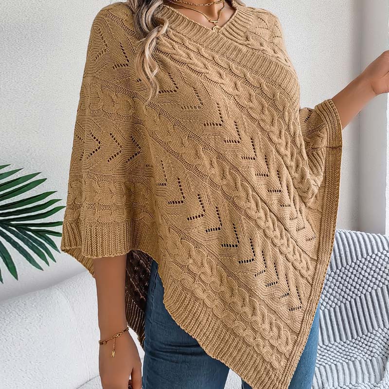 Pull-over ample en maille unie à encolure en V pour femmes