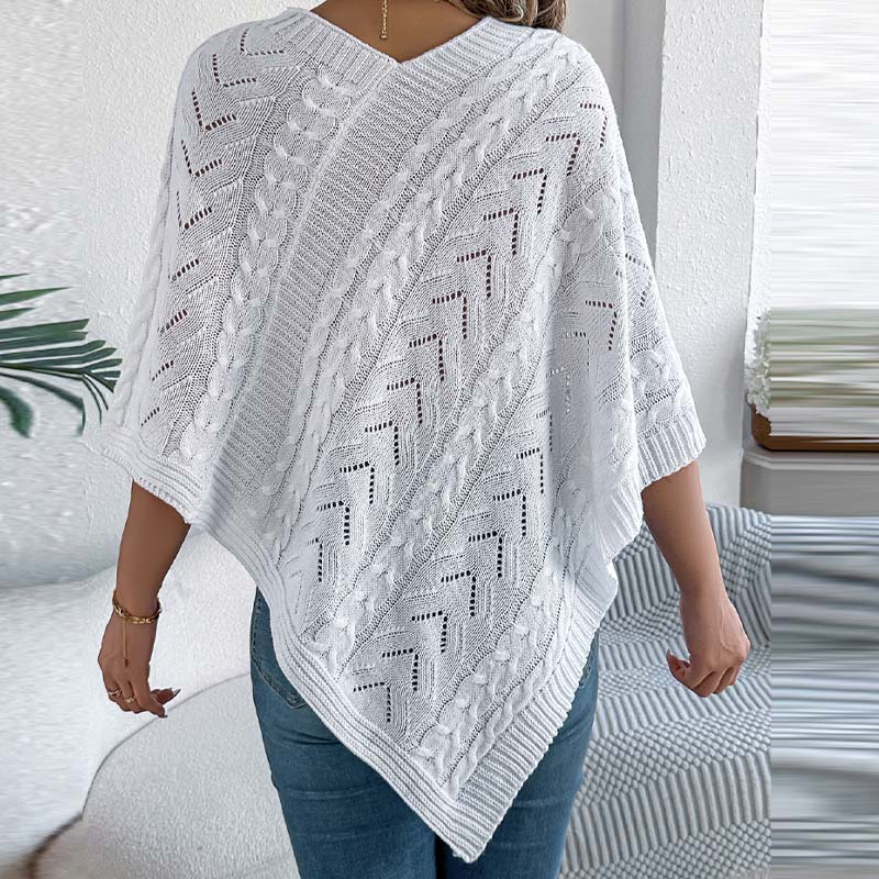 Pull-over ample en maille unie à encolure en V pour femmes