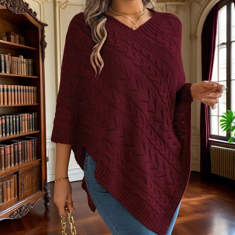 Pull-over ample en maille unie à encolure en V pour femmes