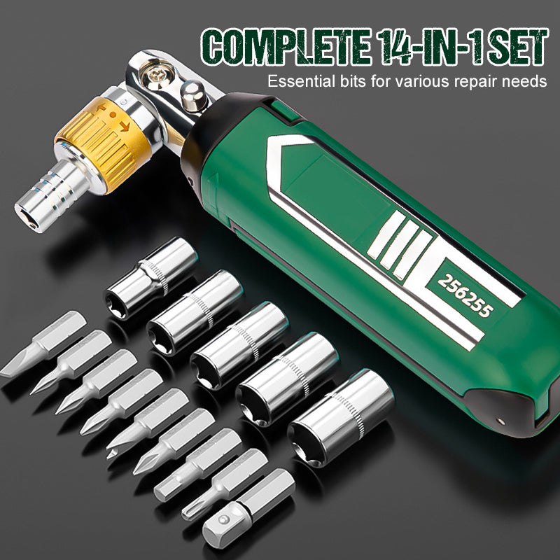 🛠️✨ Tournevis à Cliquet Réglable 14-en-1 - Multifonction pour Réparations Électroniques, Mécaniques et Domestiques 🔩📦