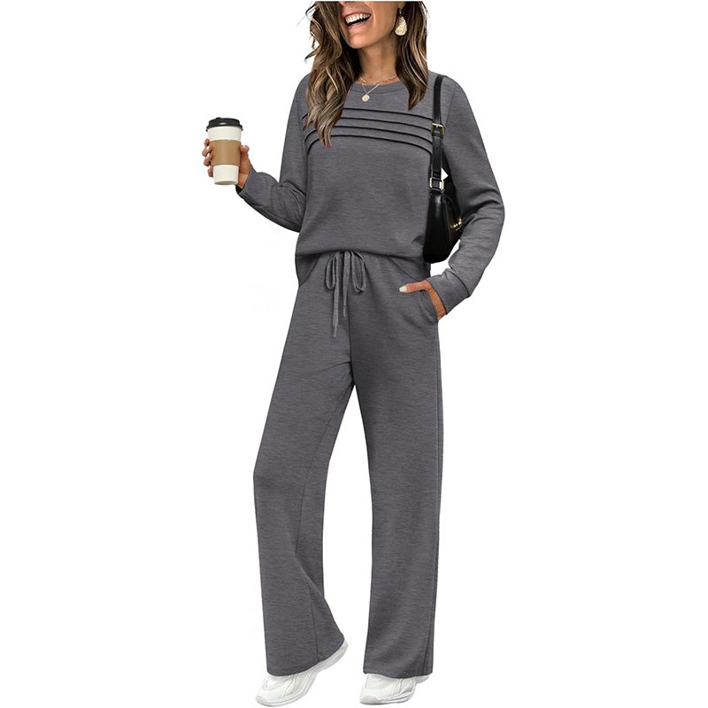 đ„DERNIER JOUR 60 % DE RĂDUCTIONâšEnsemble haut ras du cou et pantalon Ă cordon pour femme