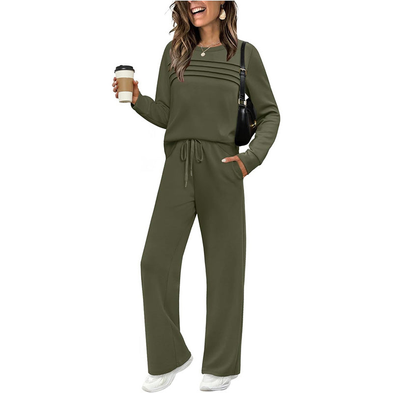 đ„DERNIER JOUR 60 % DE RĂDUCTIONâšEnsemble haut ras du cou et pantalon Ă cordon pour femme