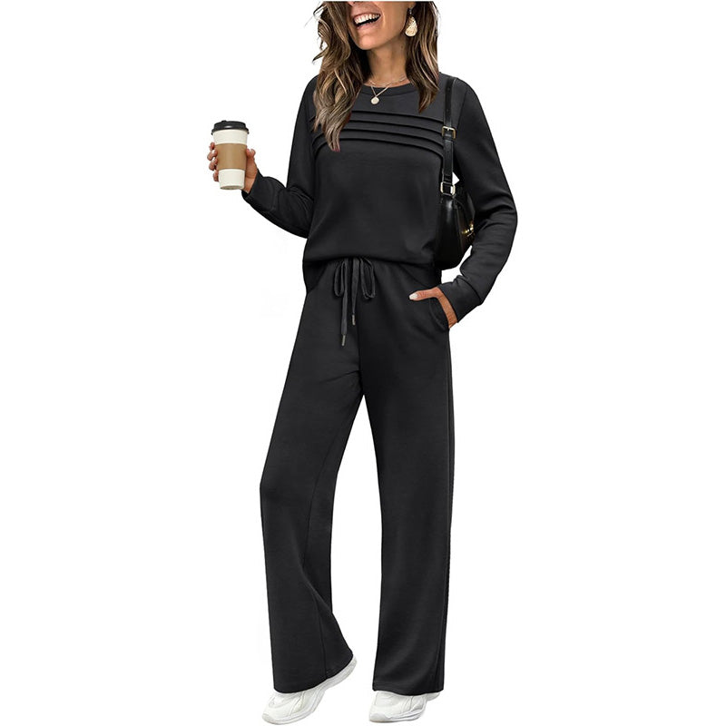 đ„DERNIER JOUR 60 % DE RĂDUCTIONâšEnsemble haut ras du cou et pantalon Ă cordon pour femme