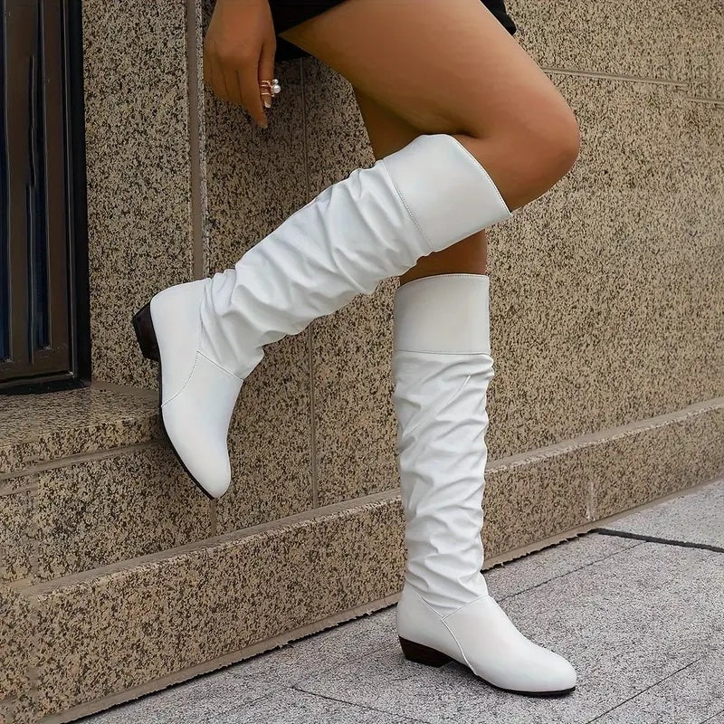 Bottes hautes plissées souples pour femmes