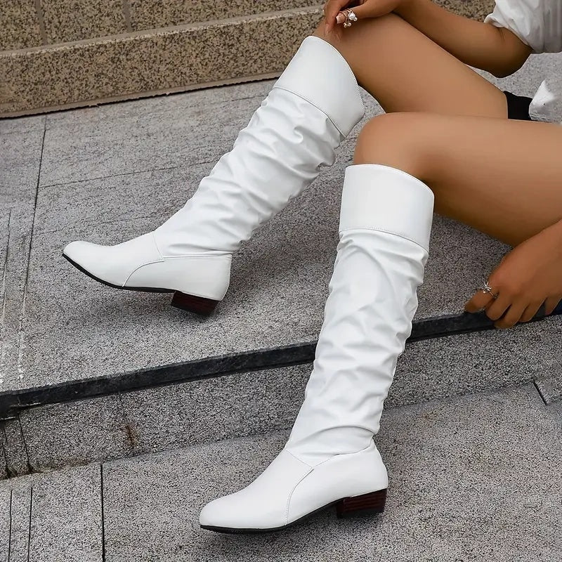 Bottes hautes plissées souples pour femmes
