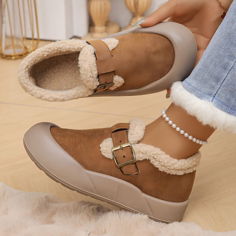 Chaussures confortables et chaudes à semelle épaisse pour femmes