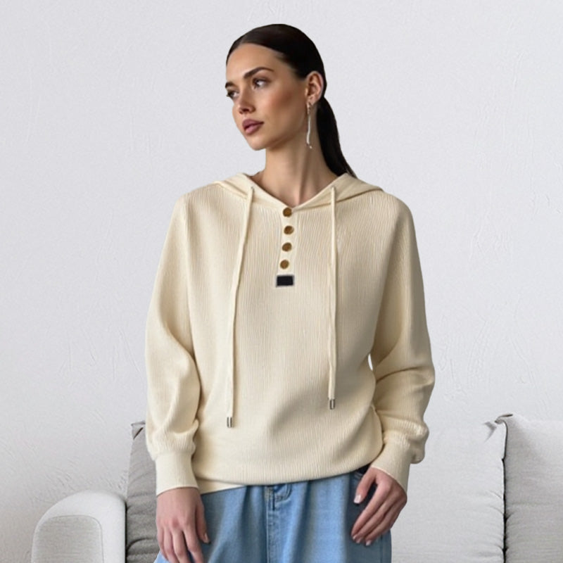 Haut à manches longues et capuche en tricot élégant pour femme