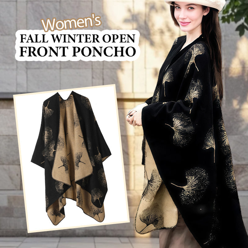 Poncho ouvert devant pour femme, automne-hiver