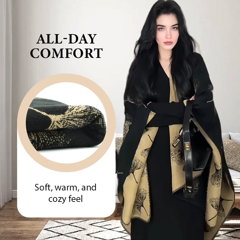 Poncho ouvert devant pour femme, automne-hiver