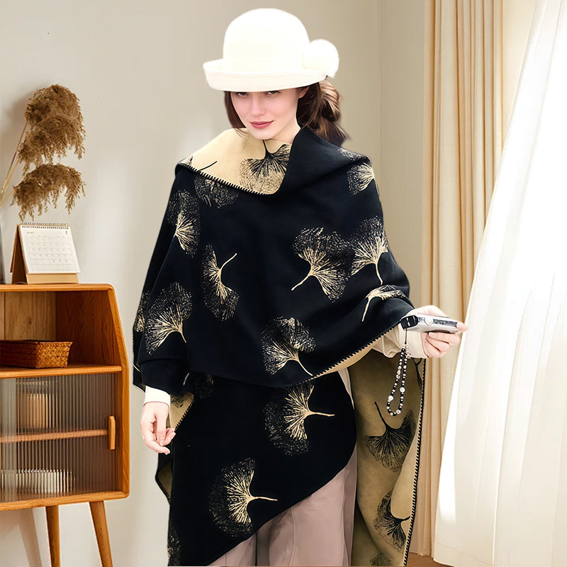 Poncho ouvert devant pour femme, automne-hiver