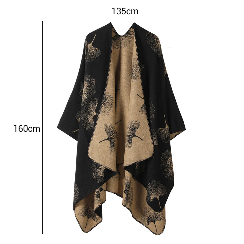 Poncho ouvert devant pour femme, automne-hiver