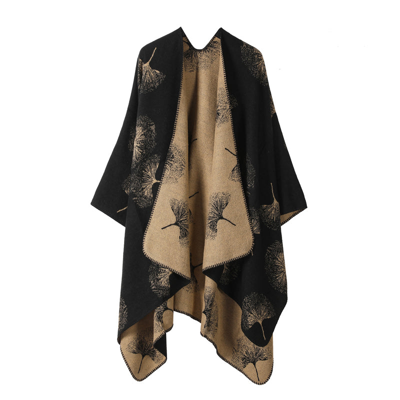 Poncho ouvert devant pour femme, automne-hiver
