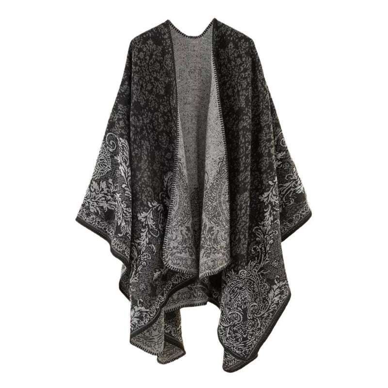 Poncho ouvert devant pour femme, automne-hiver