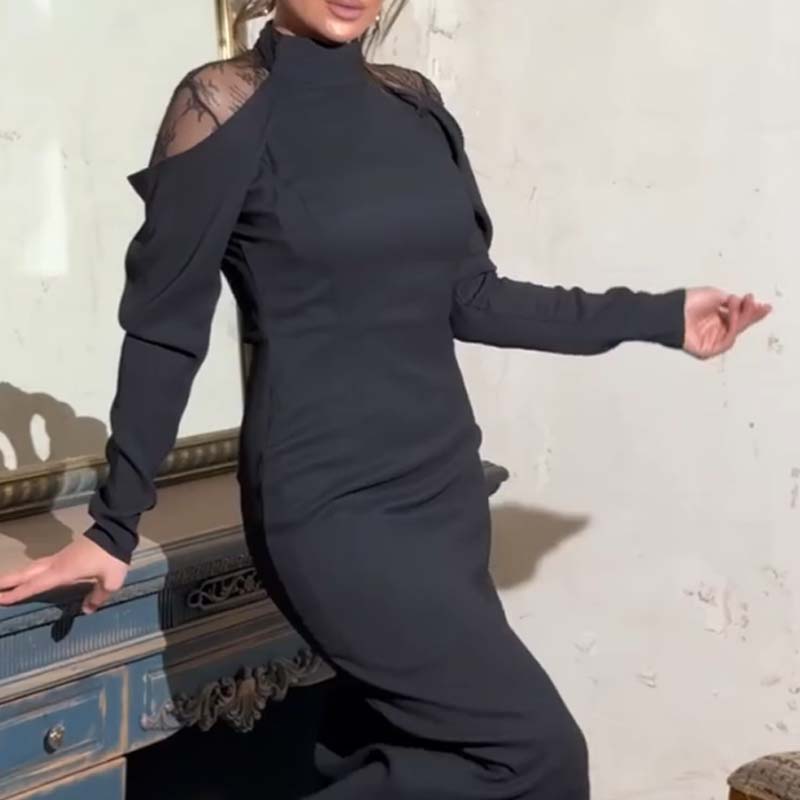 đ Robe Ă©lĂ©gante Ă col montant pour femme