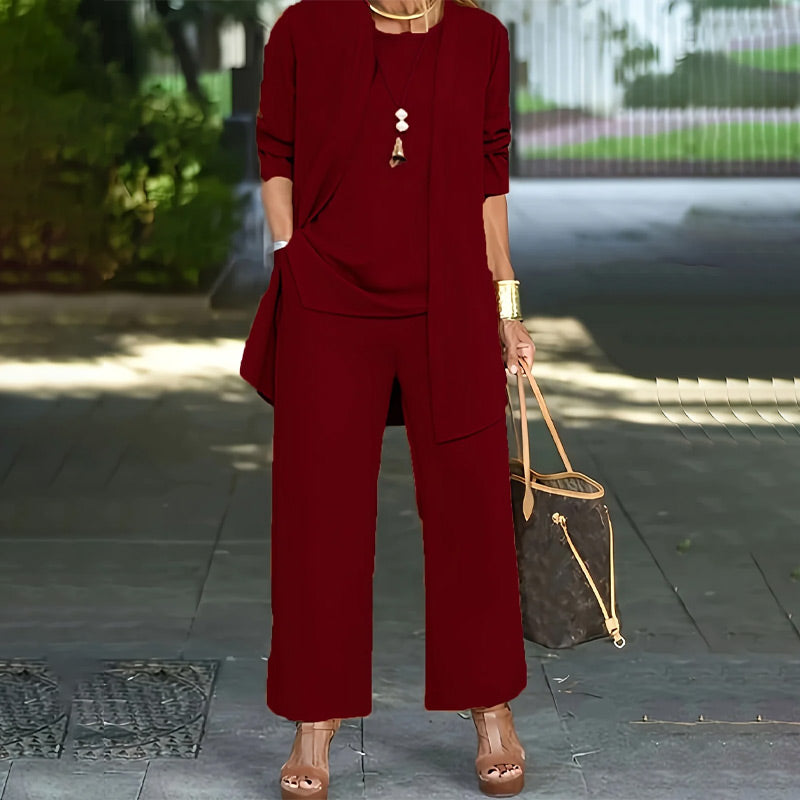 Ensemble 3 pièces élégant pour femme, coupe décontractée