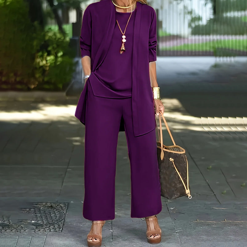 Ensemble 3 pièces élégant pour femme, coupe décontractée