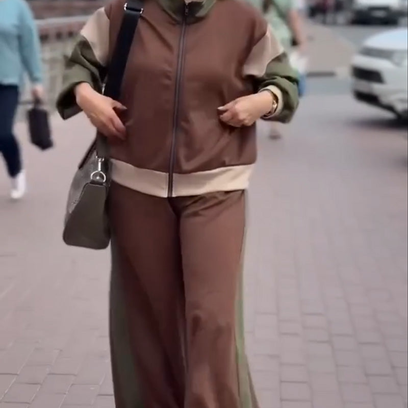 🧥Nouveautés maintenant disponibles à 50 % de rabais - Ensemble 2 pièces veste et pantalon à fermeture éclair pour femmes