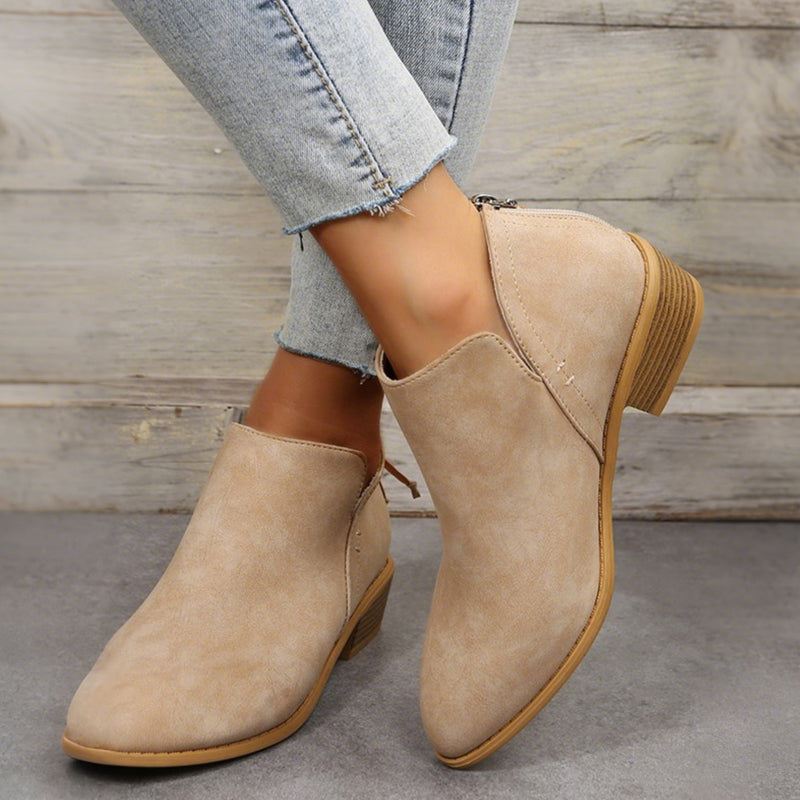 Bottines à talons bas et épais pour femmes