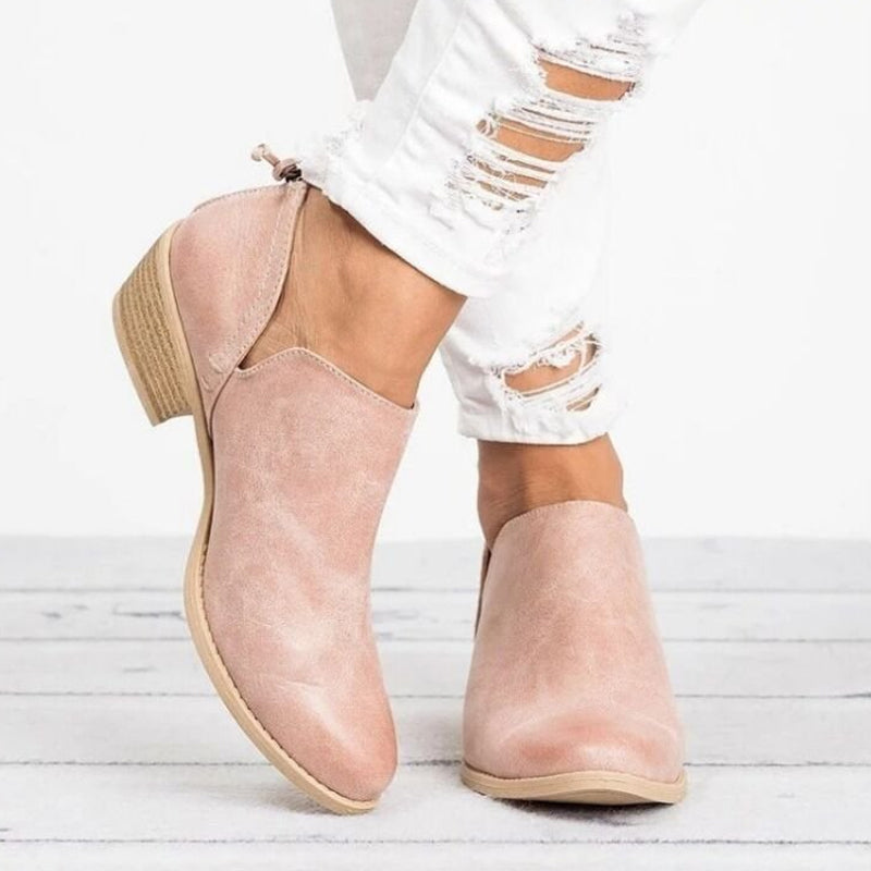 Bottines à talons bas et épais pour femmes