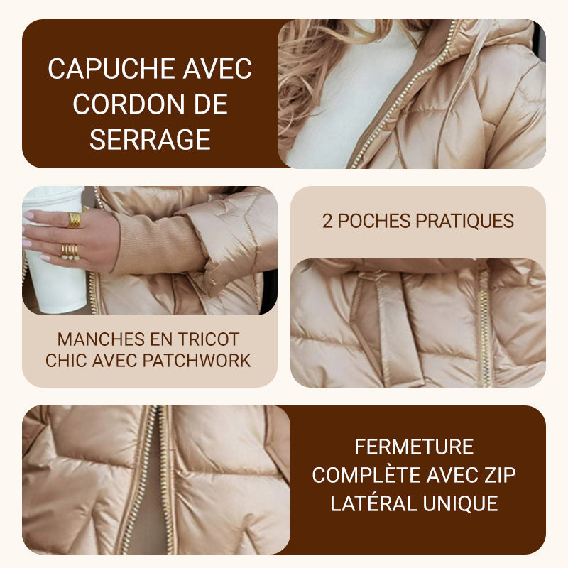 Manteau en Coton à Capuche Mi-Long pour Femme