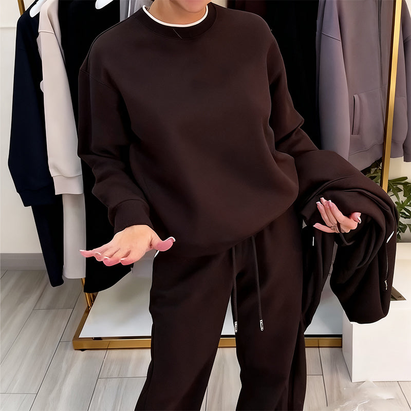 Ensemble 2 pièces pour femme : haut à col rond et pantalon