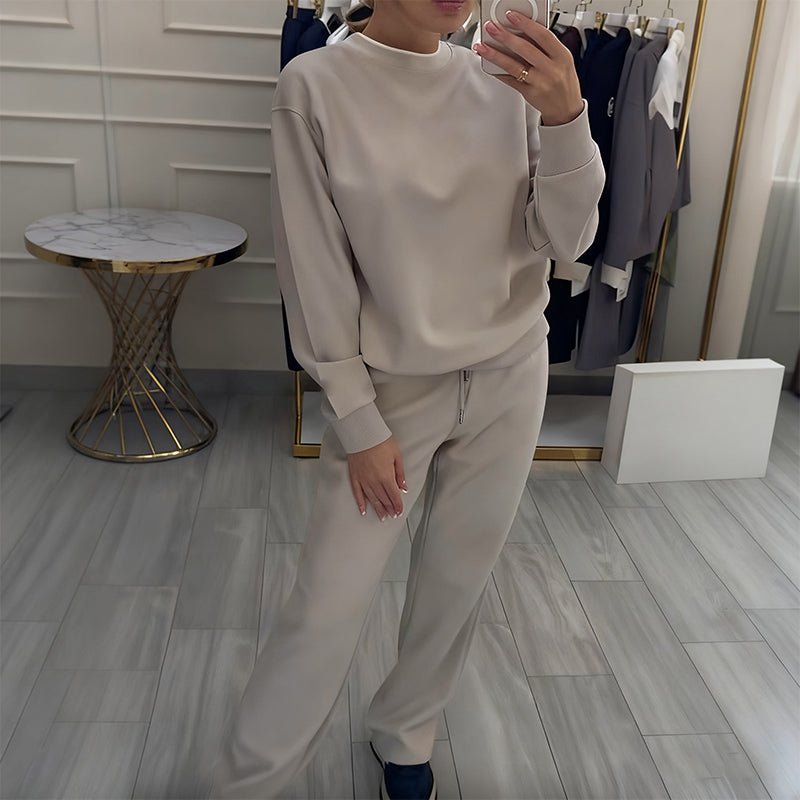 Ensemble 2 pièces pour femme : haut à col rond et pantalon