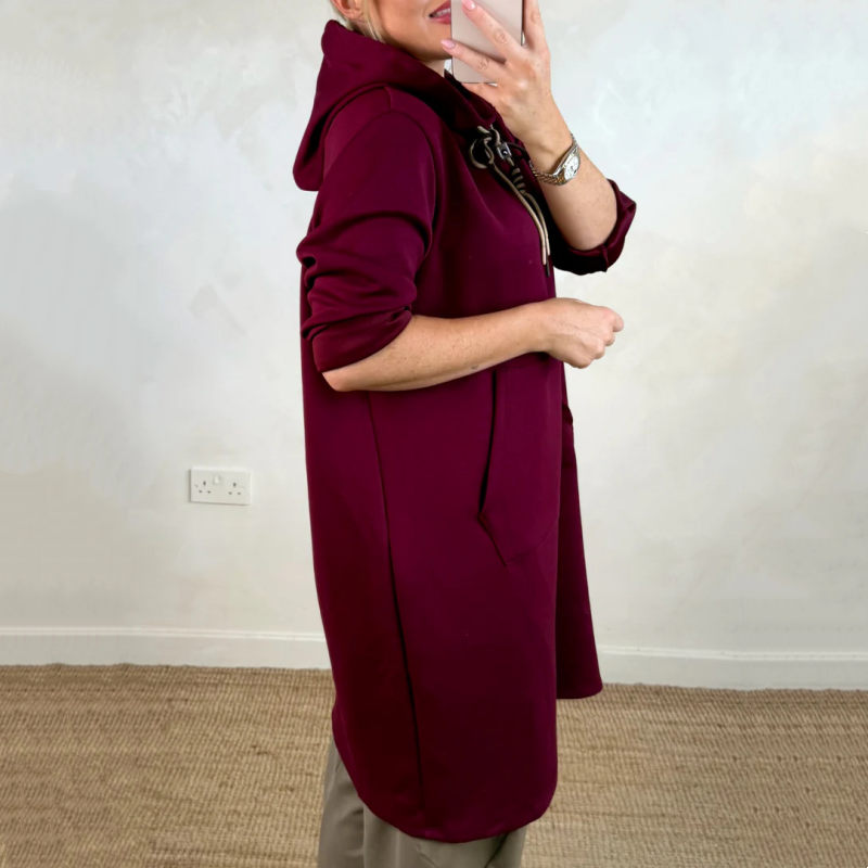 Robe longue oversize à capuche et poches pour femme