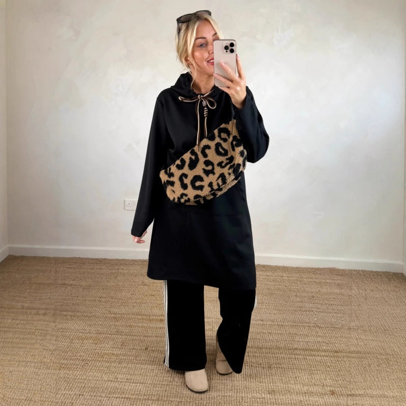 Robe longue oversize à capuche et poches pour femme