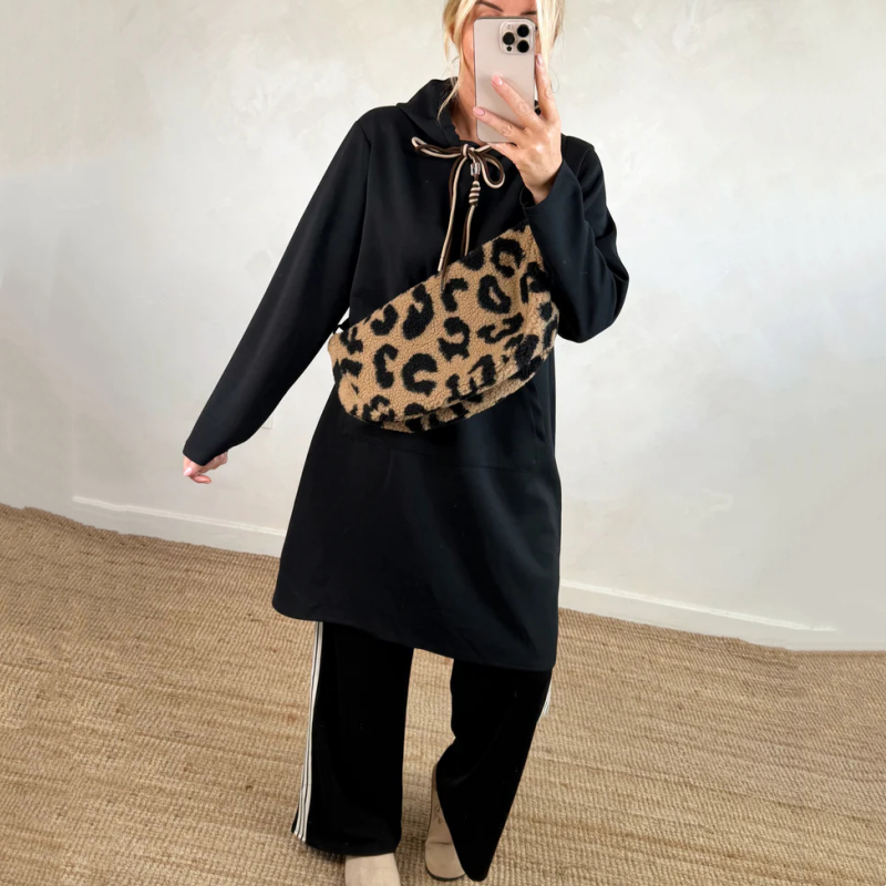 Robe longue oversize à capuche et poches pour femme