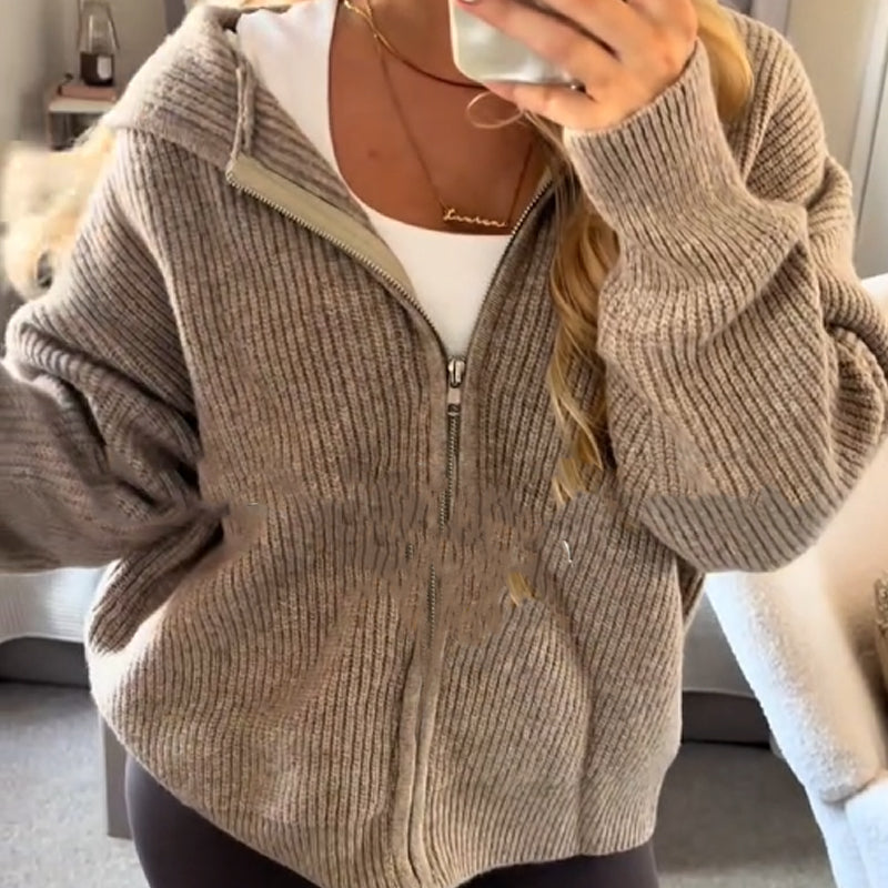 Cardigan à capuche zippé pour femme