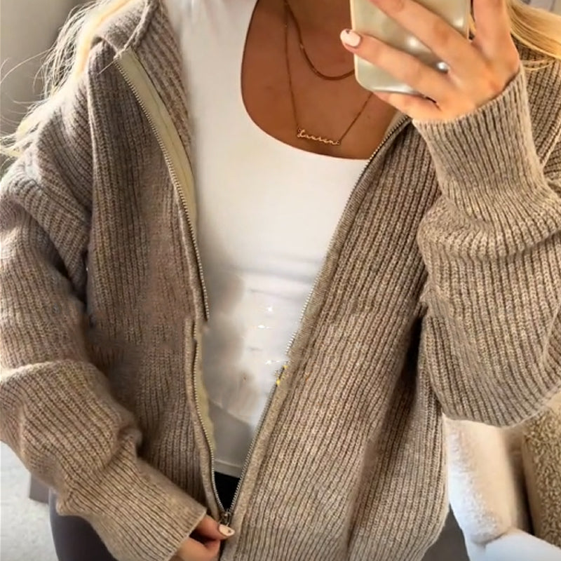 Cardigan à capuche zippé pour femme