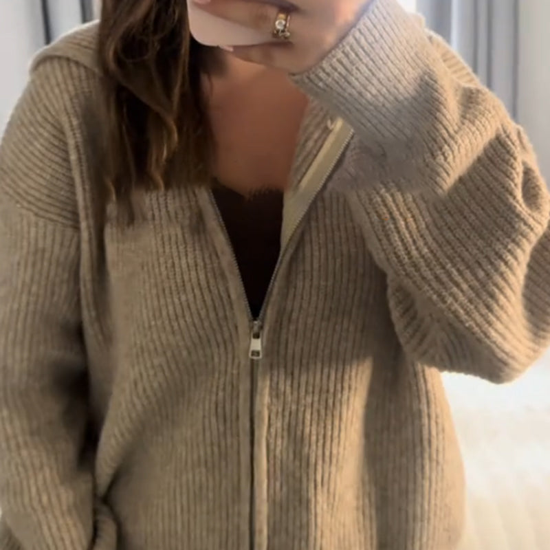 Cardigan à capuche zippé pour femme