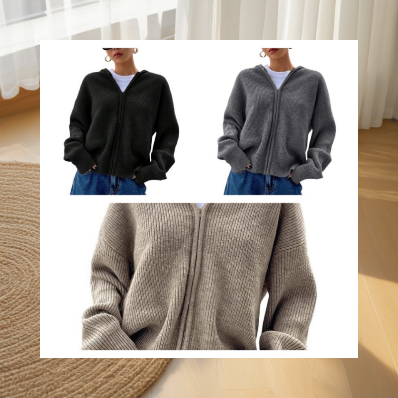 Cardigan à capuche zippé pour femme