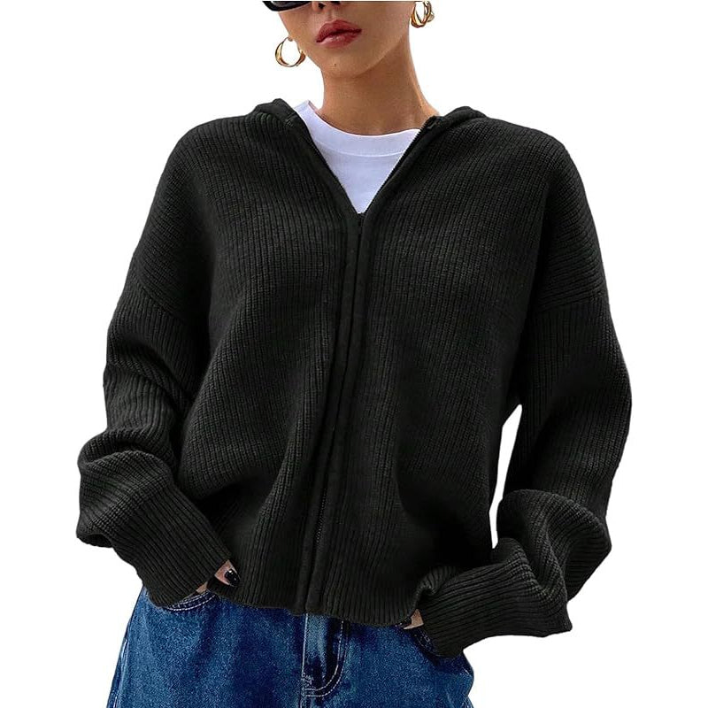 Cardigan à capuche zippé pour femme
