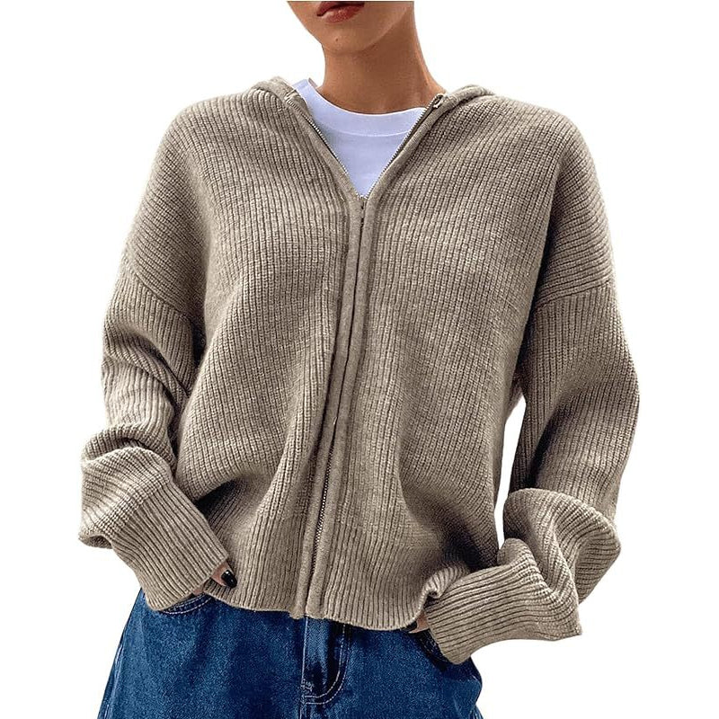 Cardigan à capuche zippé pour femme