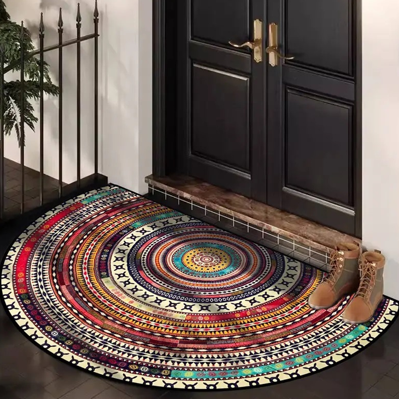 💖 Soldes de printemps 50 % de réduction 💖 Paillasson semi-circulaire style bohème - Tapis antidérapant doux pour sol