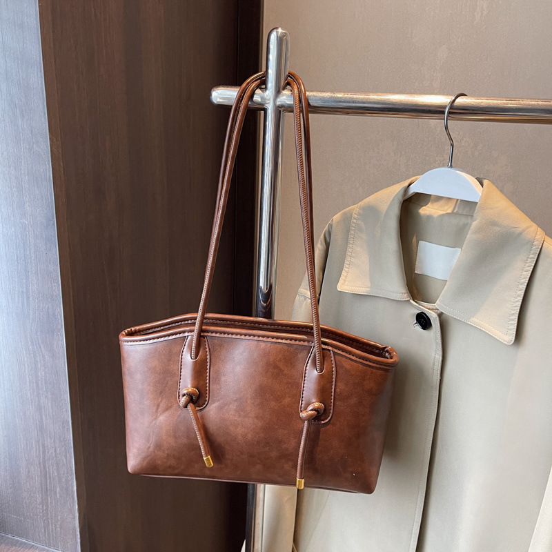 👜✨🌸 PROMO -50% ! Sac d'Épaule Vintage en Cuir PU – Intérieur Spacieux, Style Intemporel & Bande Porte-Épaule Réglable (Noir/Marron Foncé/Blanc/Marron Clair)