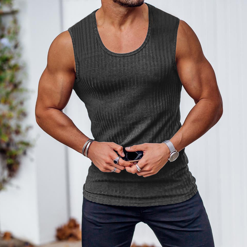 Débardeur slim en maille côtelée pour homme