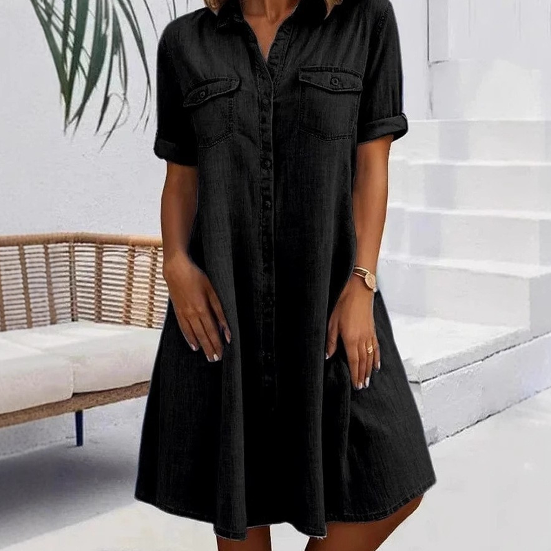 đ„Soldes 2026 : 50 % de rĂ©ductionđ„Robe chemise dĂ©contractĂ©e en jean pour femme