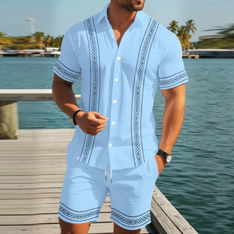 đ 50% DE RĂDUCTION! đž Ensemble Haut & Short pour Homme avec ImprimĂ© Floral â Manches Courtes, Tissu LĂ©ger & Parfait Pour Les JournĂ©es Chaudes âïž