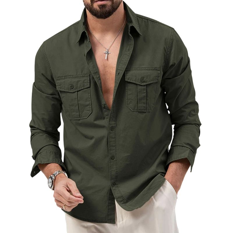 ⏳🔥50 % DE RÉDUCTION POUR UNE DURÉE LIMITÉE ! 👔 Chemise décontractée à manches longues pour homme avec poches – Confortable et élégante ✨
