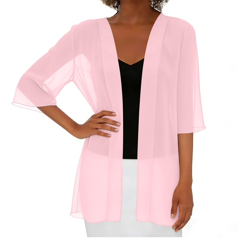 Cardigan ample en mousseline pour femme, ouvert sur le devant