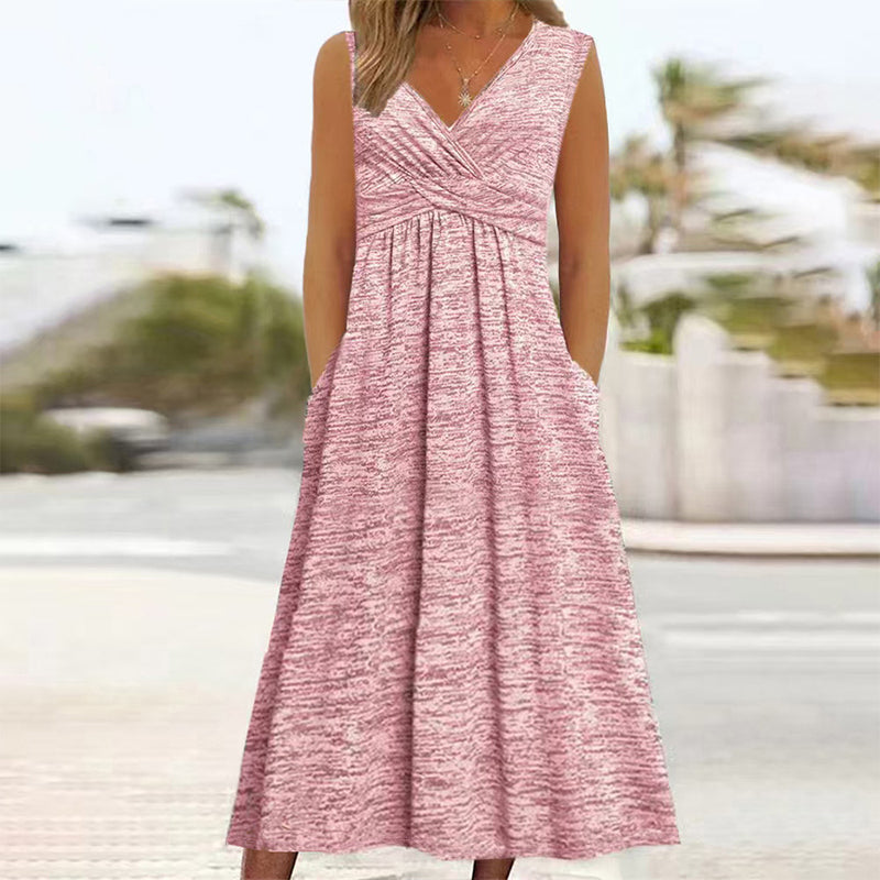 ✨ Robe Femme Grande Taille Sans Manches – Col V Élégant & Coupe Flatteuse