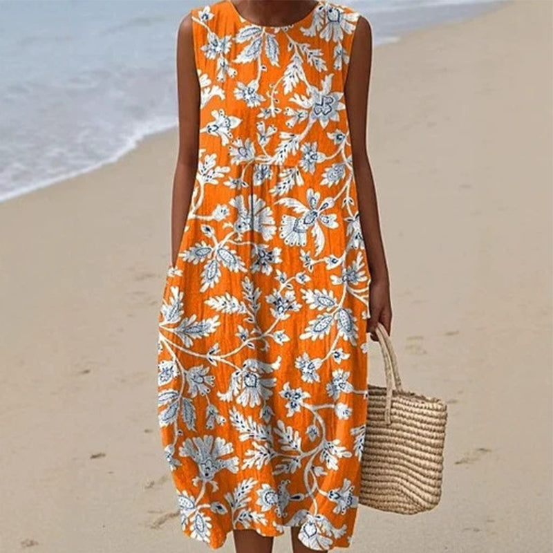 Robe en lin sans manches pour femme