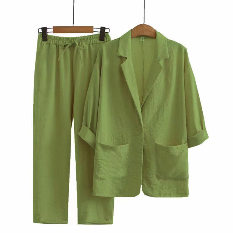 Ensemble 2 pièces blazer et pantalon décontracté pour femme